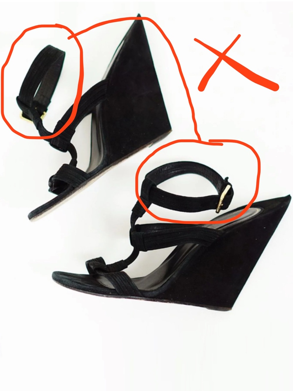 Yves Saint Laurent Black Suede Wedge Knotted Sandal